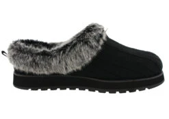 Skechers Women Wide Width Furry Cozy Open Back Slippers Ice Angel -Altra Store 42275