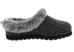 Skechers Women Wide Width Furry Cozy Open Back Slippers Ice Angel -Altra Store 42280
